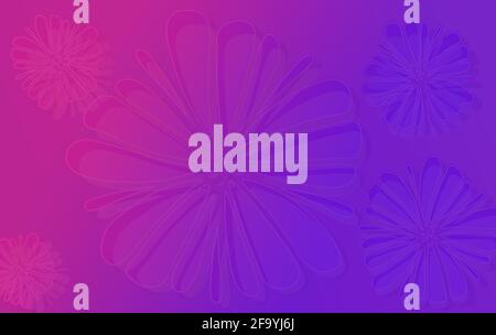 les formes de fleurs hawaïennes se superposent en rose bleu violet et violet arrière-plan dégradé Banque D'Images