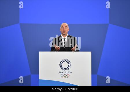 ZURICH, SUISSE - 21 AVRIL : le football olympique de Tokyo 2020 se dessine au domicile de la FIFA le 21 avril 2021 à Zurich, Suisse. (Photo de Harold Cunningham - FIFA via Sipa USA) **usage éditorial seulement**ZURICH, SUISSE - AVRIL 21: Jaime Yarza, directeur de tournois de la FIFA à Tokyo 2020 le football olympique attire au domicile de la FIFA le 21 avril 2021 à Zurich, Suisse. (Photo par Harold Cunningham - FIFA via Sipa USA) **usage éditorial seulement** **crédit obligatoire** Banque D'Images