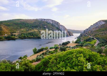 Le Monument naturel de Portas do Rodao, où le Tage passe par une gorge de seulement 45 mètres de large et 170 mètres de haut. Vila Velha do Rodao, Banque D'Images