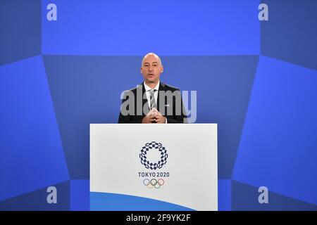 ZURICH, SUISSE - 21 AVRIL : le football olympique de Tokyo 2020 se dessine au domicile de la FIFA le 21 avril 2021 à Zurich, Suisse. (Photo de Harold Cunningham - FIFA via Sipa USA) **usage éditorial seulement**ZURICH, SUISSE - AVRIL 21: Jaime Yarza, directeur de tournois de la FIFA à Tokyo 2020 le football olympique attire au domicile de la FIFA le 21 avril 2021 à Zurich, Suisse. (Photo par Harold Cunningham - FIFA via Sipa USA) **usage éditorial seulement** **crédit obligatoire** Banque D'Images