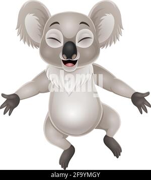 Dessin animé koala heureux sur fond blanc Illustration de Vecteur