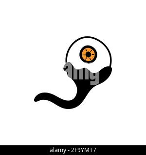Globe oculaire sanglant, silhouette, illustration vectorielle sur fond blanc. Halloween. Illustration de Vecteur