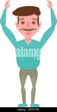 Bande dessinée isolée Happy man. Homme avec moustache - Vector Illustration de Vecteur