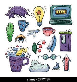 Vecteur dessiné à la main d'illustrations de caniche. Style de vie. Illustration de Vecteur