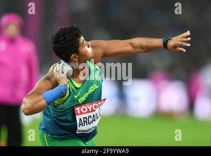 Geisa Arcanjo (Brésil). Finale de la mise de balle pour les femmes. Championnats du monde de l'IAAF, Londres 2017 Banque D'Images