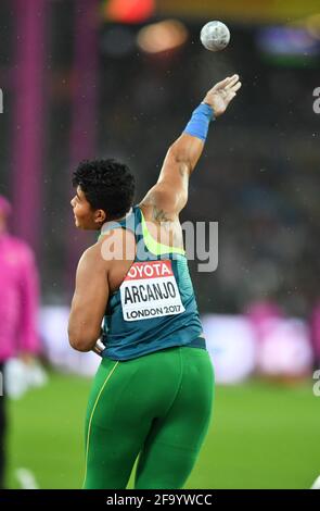 Geisa Arcanjo (Brésil). Finale de la mise de balle pour les femmes. Championnats du monde de l'IAAF, Londres 2017 Banque D'Images