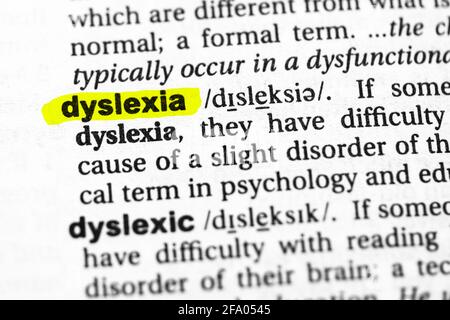 Mise en évidence du concept et de la signification de la dyslexie. Banque D'Images