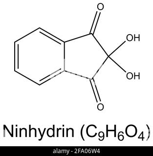 Produit chimique de ninhydrine utilisé pour détecter la formule chimique des molécules d'acides aminés Banque D'Images