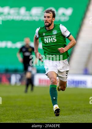 Easter Road, Édimbourg, Royaume-Uni. 21 avril 2021. Scottish Premiership football, Hibernian versus Livingston; Christian Doidge of Hibernian Credit: Action plus Sports/Alay Live News Banque D'Images