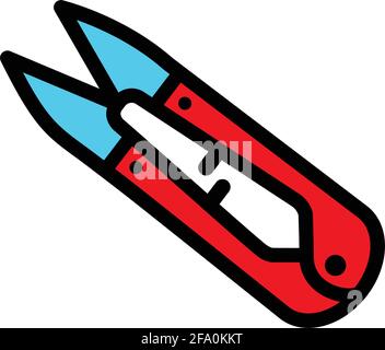 Les ciseaux pour le déchirage des coutures et la coupe des fils sont des icônes de couleur. Logo vectoriel de couture de style simple. Signez pour le concept mobile et la conception Web. Illustration de Vecteur