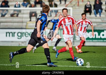 Aalborg, Danemark. 21 avril 2021. Jakob Ahlmann (3) d'AAB vu pendant le match 3F Superliga entre Aalborg Boldklub et Odense Boldklub au parc Aalborg Portland à Aalborg. (Crédit photo : Gonzales photo/Alamy Live News Banque D'Images