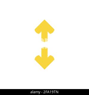 Inverser l'icône du vecteur vertical. Deux flèches jaunes opposées isolées sur blanc. Icône d'échange à plat. Pictogramme de bascule. Flèche verticale à double tête. Illustration de Vecteur