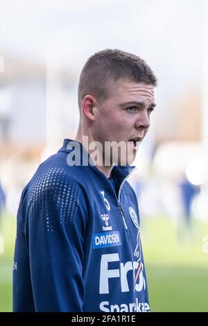 Lyngby, Danemark. 21 avril 2021. Emil Holm (3) de Soenderjyske vu avant le match 3F Superliga entre Lyngby Boldklub et Soenderjyske au stade Lyngby. (Crédit photo : Gonzales photo/Alamy Live News Banque D'Images