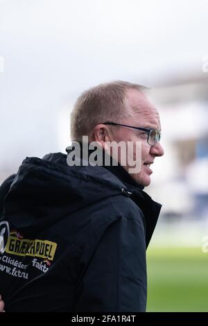 Lyngby, Danemark. 21 avril 2021. L'entraîneur-chef Glen Riddersholm de Soenderjyske vu pendant le match 3F Superliga entre Lyngby Boldklub et Soenderjyske au stade Lyngby. (Crédit photo : Gonzales photo/Alamy Live News Banque D'Images