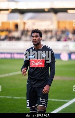 Lyngby, Danemark. 21 avril 2021. Haji Wright (25) de Soenderjyske vu pendant le match 3F Superliga entre Lyngby Boldklub et Soenderjyske au stade Lyngby. (Crédit photo : Gonzales photo/Alamy Live News Banque D'Images