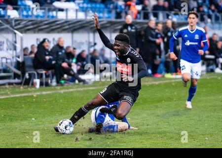 Lyngby, Danemark. 21 avril 2021. Victor Ekani (29) de Soenderjyske vu pendant le match 3F Superliga entre Lyngby Boldklub et Soenderjyske au stade Lyngby. (Crédit photo : Gonzales photo/Alamy Live News Banque D'Images