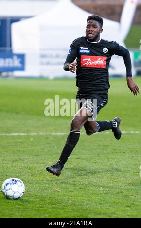 Lyngby, Danemark. 21 avril 2021. Victor Ekani (29) de Soenderjyske vu pendant le match 3F Superliga entre Lyngby Boldklub et Soenderjyske au stade Lyngby. (Crédit photo : Gonzales photo/Alamy Live News Banque D'Images