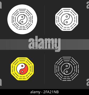 Icône de thème sombre Bagua Illustration de Vecteur