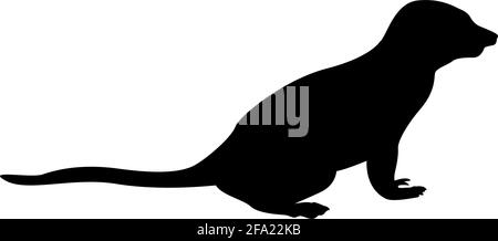 Silhouette meerkat dans la pose suricata suricata illustration noire de vecteur de couleur image simple de style plat Illustration de Vecteur