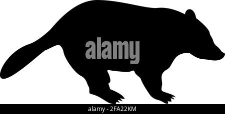 Silhouette blaireau animal sauvage meles taxus prédatrice mammifère famille kunihih carnivore noir couleur vecteur illustration plat style simple image Illustration de Vecteur