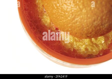 Orange (Citrus sinensis), presse-agrumes Banque D'Images