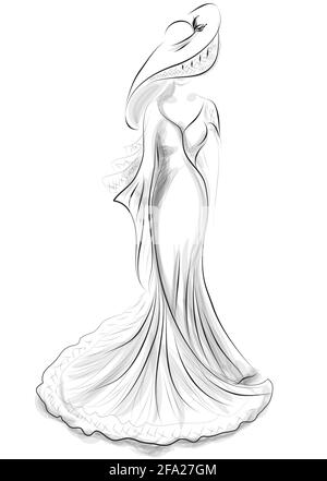 robe de mariage isolée sur fond blanc Illustration de Vecteur