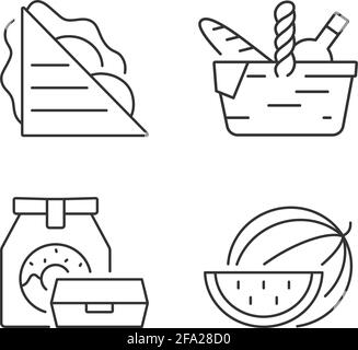 Ensemble d'icônes linéaires pour repas à l'extérieur Illustration de Vecteur