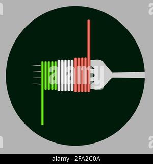 logo spaghetti sur une fourchette dans les trois couleurs de le drapeau italien 2 Illustration de Vecteur