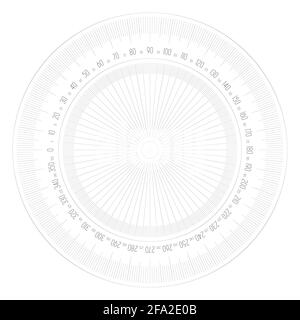 Instrument de mesure complet de rapporteur à 360 degrés Illustration de Vecteur