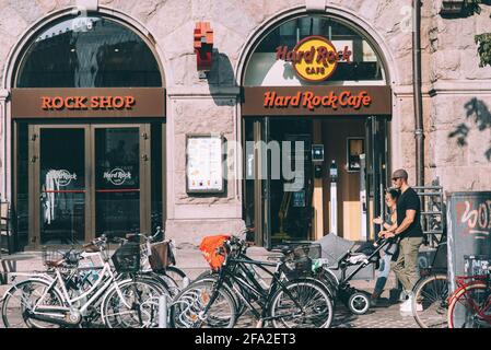 Copenhague, Danemark - 14 septembre 2019. Hard Rock Cafe dans le centre-ville de Copenhague, le quartier de l'hôtel de ville. Banque D'Images