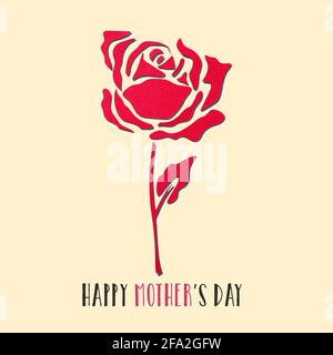 une rose rouge, faite avec des découpes d'un papier rouge, et le texte happy mothers day sur un fond beige Banque D'Images