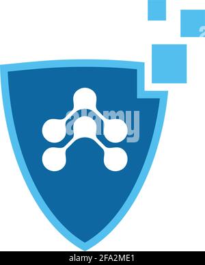 Lettre A Shield logo protection des données icône vecteur graphique concept conception Illustration de Vecteur