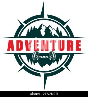 mountain compass adventure logo icône vecteur concept graphique design Illustration de Vecteur