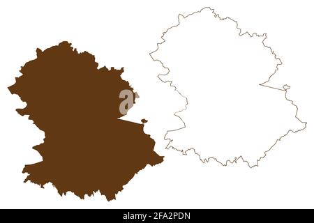 Hochtaunuskreis (République fédérale d'Allemagne, district rural région de Darmstadt, Etat de Hesse, Hesse, Hessia) carte illustration vectorielle, berceau Illustration de Vecteur