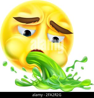 Vomissement puant malade Emoticon icône du visage de dessin animé Illustration de Vecteur