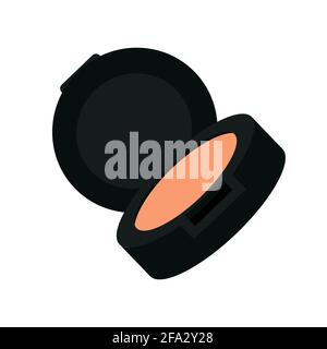 Cosmétiques décoratifs, fard à joues en poudre pour le visage, objet vectoriel isolé sur fond blanc dans un style plat Illustration de Vecteur
