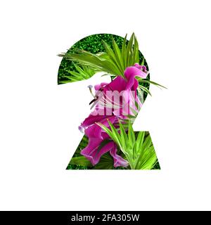 illustration de l'alphabet floral, chiffre deux. jeu de lettres avec bouquet botanique. invitations de mariage, cartes de voeux, anniversaire, logo, affiche autre idée Banque D'Images