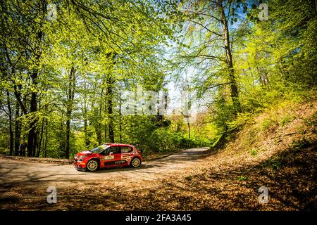 24 Ostberg Mads (NOR), Eriksen Torstein (NOR), TRT World Rally Team, Citroën C3, action lors du rallye Croatie 2021, 3e tour du WRC 2021 de la FIA, FIA World Rally car Championship, du 22 au 25 avril 2021 à Zagreb, Croatie - photo Bastien Roux / DPPI / LiveMedia Banque D'Images