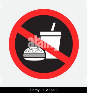 autocollant indiquant que la restauration rapide est interdite sur le panneau sombre Illustration de Vecteur