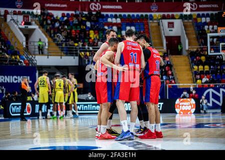 Moscou, Russie. 21 avril 2021. L'équipe de Moscou de CSKA vu en action pendant le jeu 1 des séries EuroLeague de Turkish Airlines de la saison 2020-2021 entre CSKA Moscou et Fenerbahce Beko Istanbul à Megasport Arena. Score final: CSKA Moscou 92:76 Fenerbahce Beko Istanbul. Crédit : SOPA Images Limited/Alamy Live News Banque D'Images