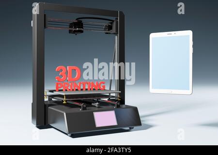 Impression 3D ou fabrication additive et technologie d'automatisation robotique. Illustration 3D Banque D'Images