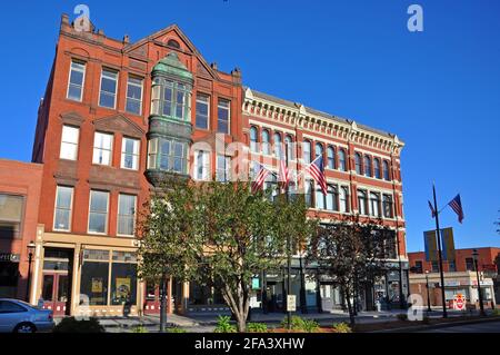 Lowell bâtiment historique sur Central Street dans le centre-ville de Lowell, Massachusetts ma, Etats-Unis. Banque D'Images
