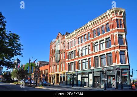 Lowell bâtiment historique sur Central Street dans le centre-ville de Lowell, Massachusetts ma, Etats-Unis. Banque D'Images