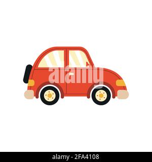 Voiture rétro sur fond blanc isolé, illustrations vectorielles de style simple. Illustration de Vecteur