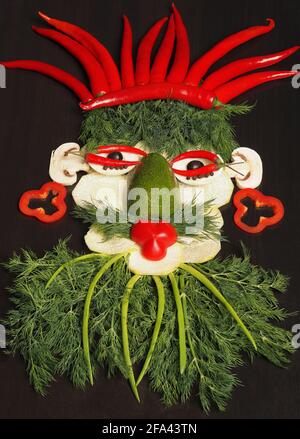 Légumes frais. Une photo de légumes. Portrait d'un homme fait de légumes. Banque D'Images