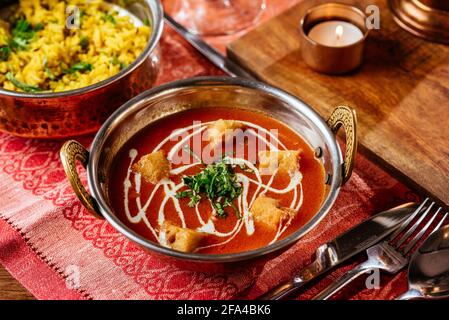 Poulet au beurre de curry, Palak Paneer, Chiken Tikka, Bi Banque D'Images