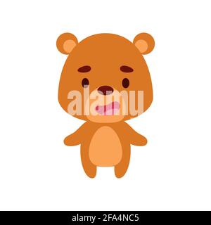 Joli Petit Ours Sur Fond Blanc Personnage Animal De Dessin Anime Pour Enfants Cartes Douche De Bebe Affiches Invitation De Jour B Vetements Image Vectorielle Stock Alamy