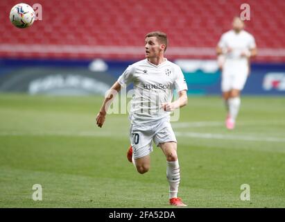 Sergio Gomez de Huesca pendant le championnat d'Espagne la Ligue football match entre Atletico de Madrid et SD Huesca le 22 avril 2021 au stade Wanda Metropolitano à Madrid, Espagne - photo Oscar J Barroso / Espagne DPPI / DPPI / LiveMedia Banque D'Images