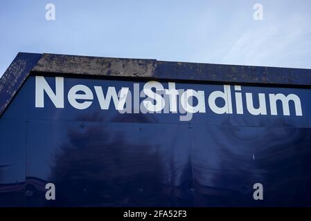 Nouveau stade sur le chantier de construction de palissades autour de la proposition de Southend Utd football club nouveau terrain d'entraînement de stade à Fossetts Way, Fossetts Farm Banque D'Images