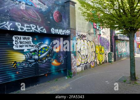 Graffitti dans la ville, Royaume-Uni (Bristol) Banque D'Images